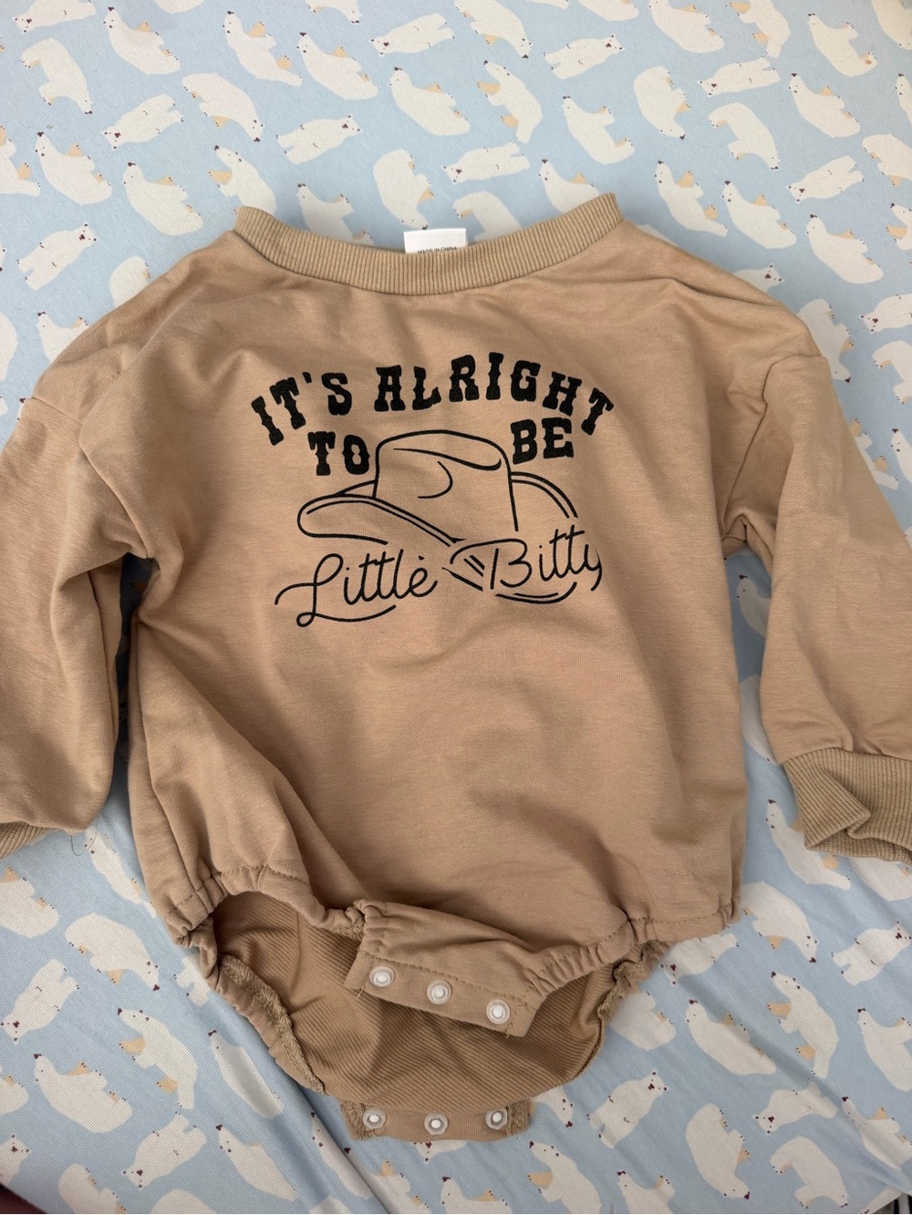 Beige Baby Bodysuit "It's Alright to Be Little Bitty"
